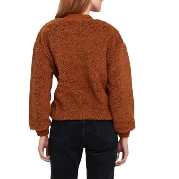 J.O.A Teddy Fur Pullover Sweater Jacket | Tan Brown | Size Medium - Picture 8 of 11